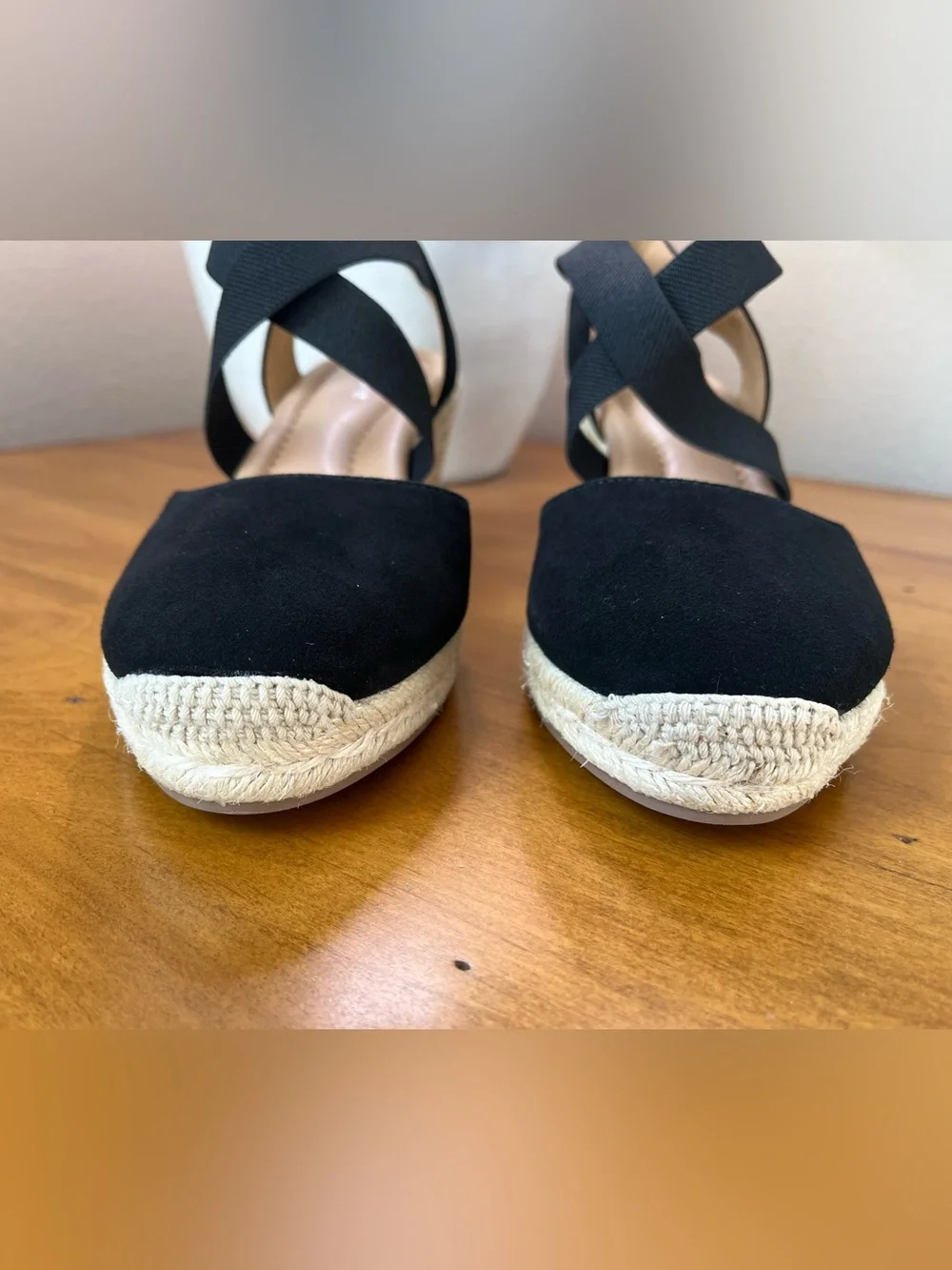Easy Spirit Women's Black Meza Wedge Espadrille Sandals • Size 9 •NWOT